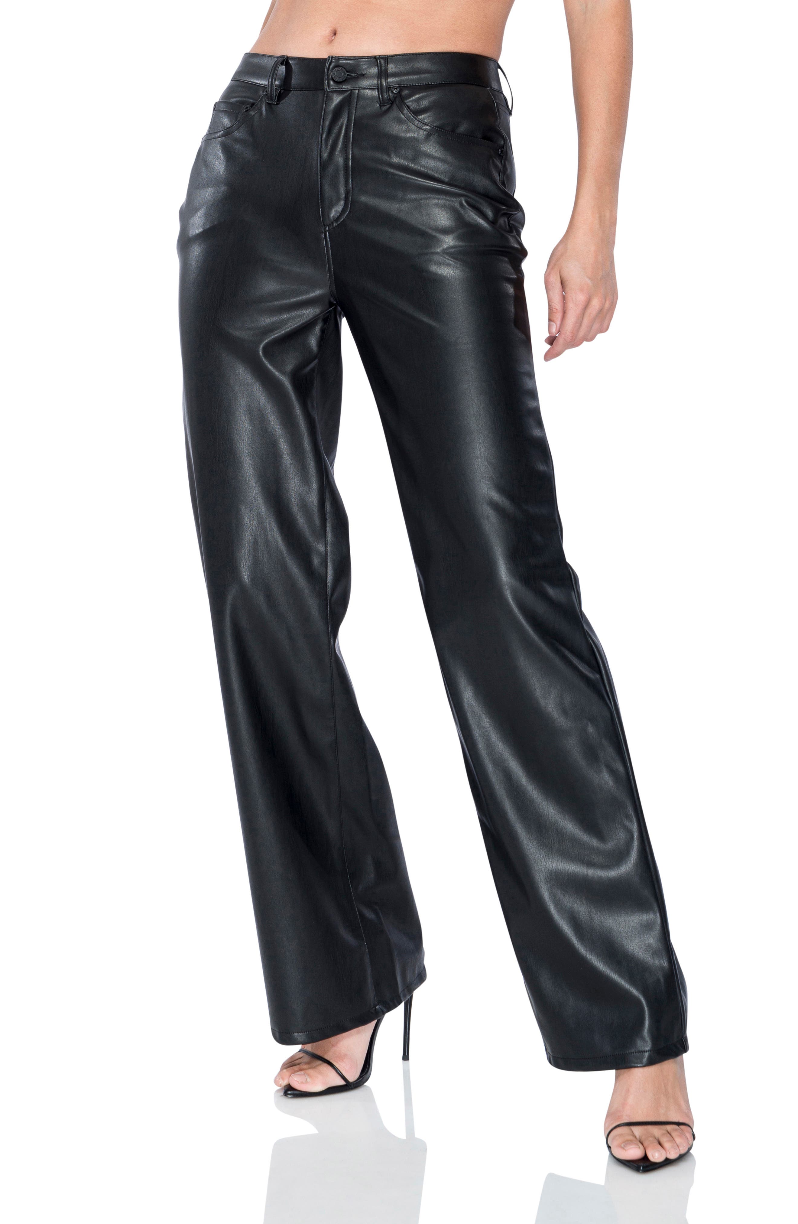 blue patent leather pants