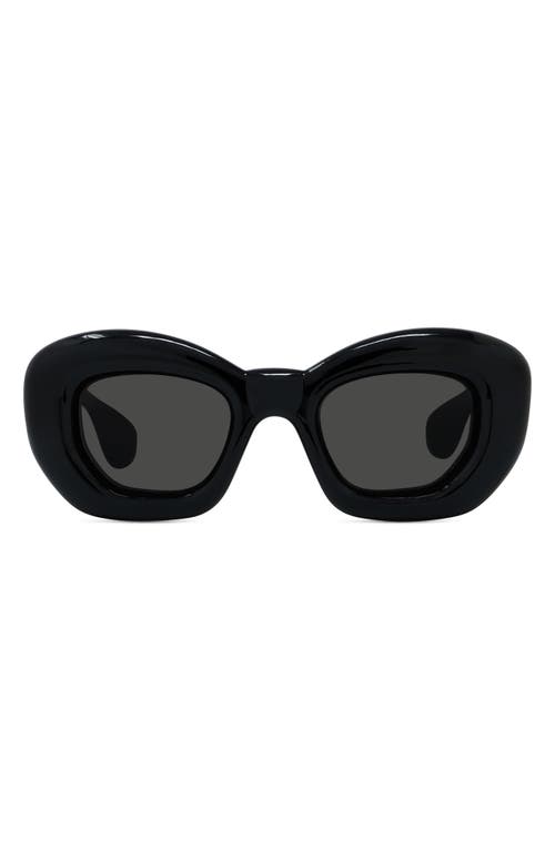Loewe Inflated 47mm Butterfly Sunglasses in Shiny Black /Smoke at Nordstrom