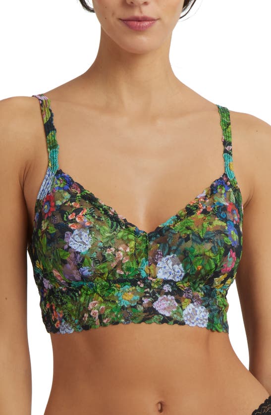Hanky Panky Printed V-neck Retro Lace Bralette Voices On The Veranda In Vocies On The Veranda