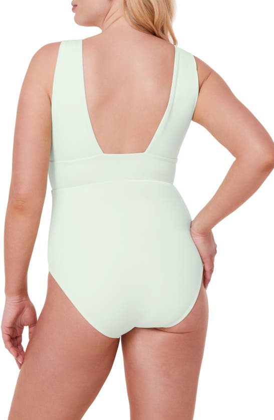 Shop Andie Mykonos Plunge One-piece Swimsuit In Pistachio