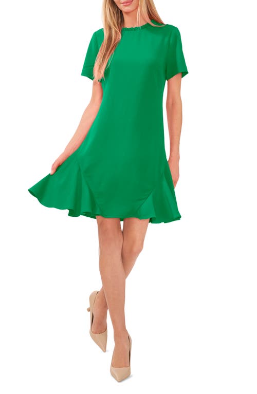 CeCe Ruffle Godet Shift Dress in Lush Green