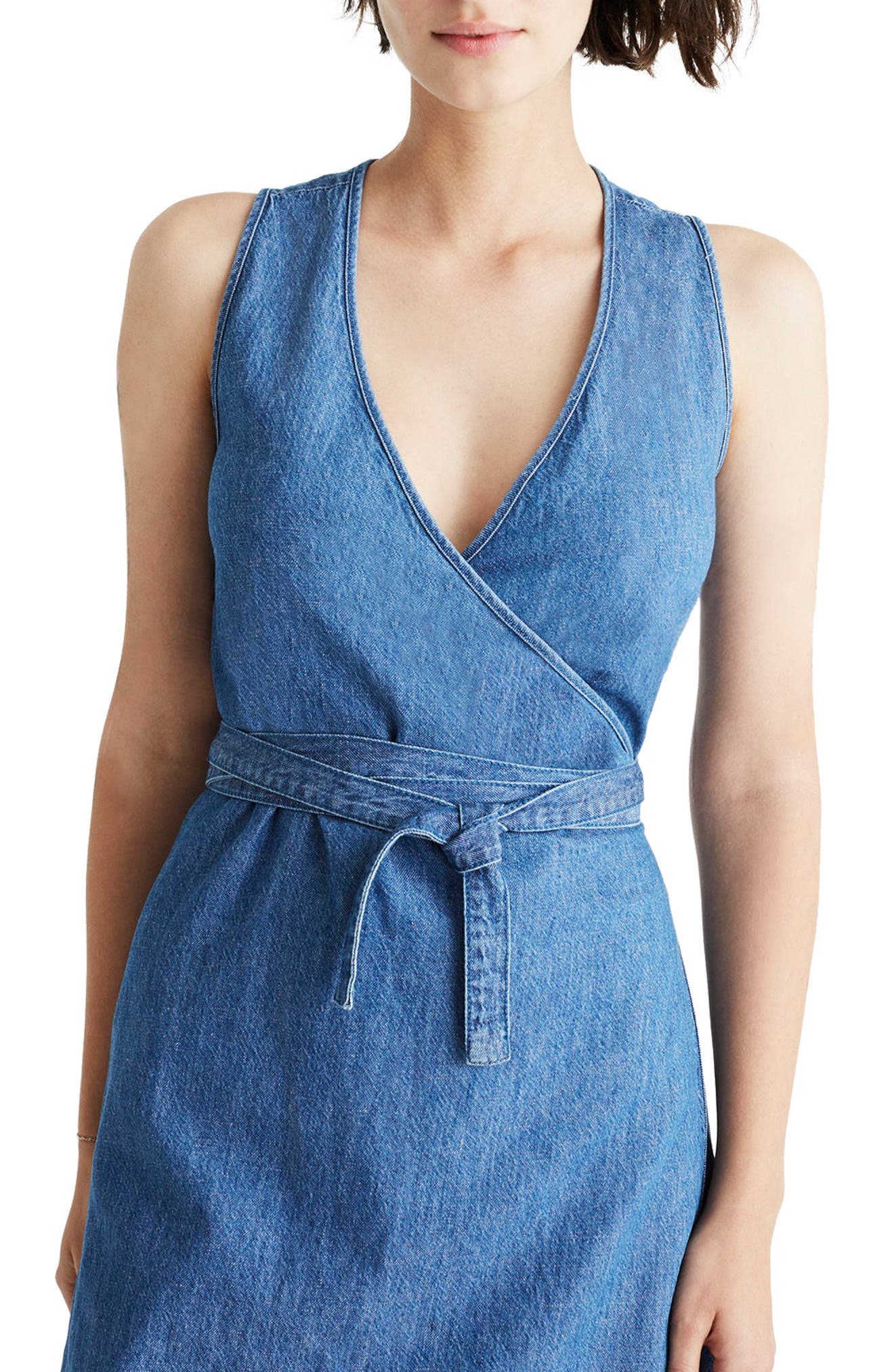 madewell denim wrap dress