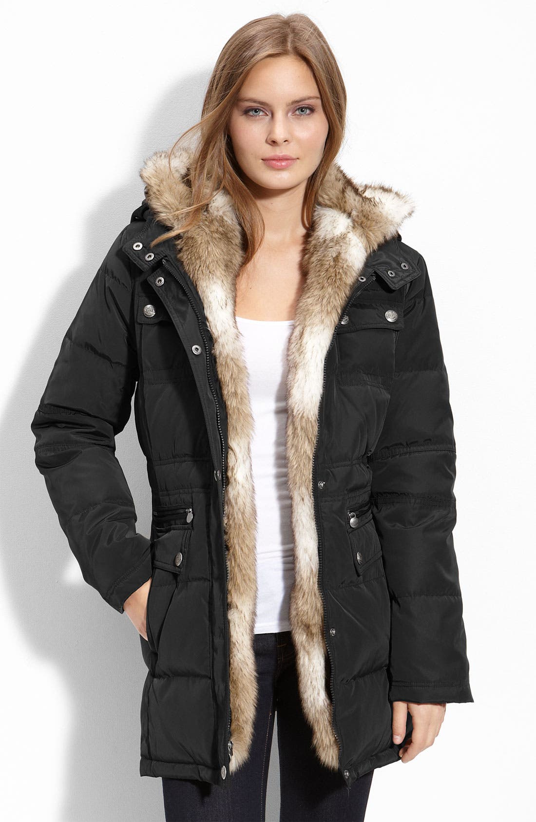 Laundry by Shelli Segal Anorak with Faux Fur Trim (Nordstrom Exclusive