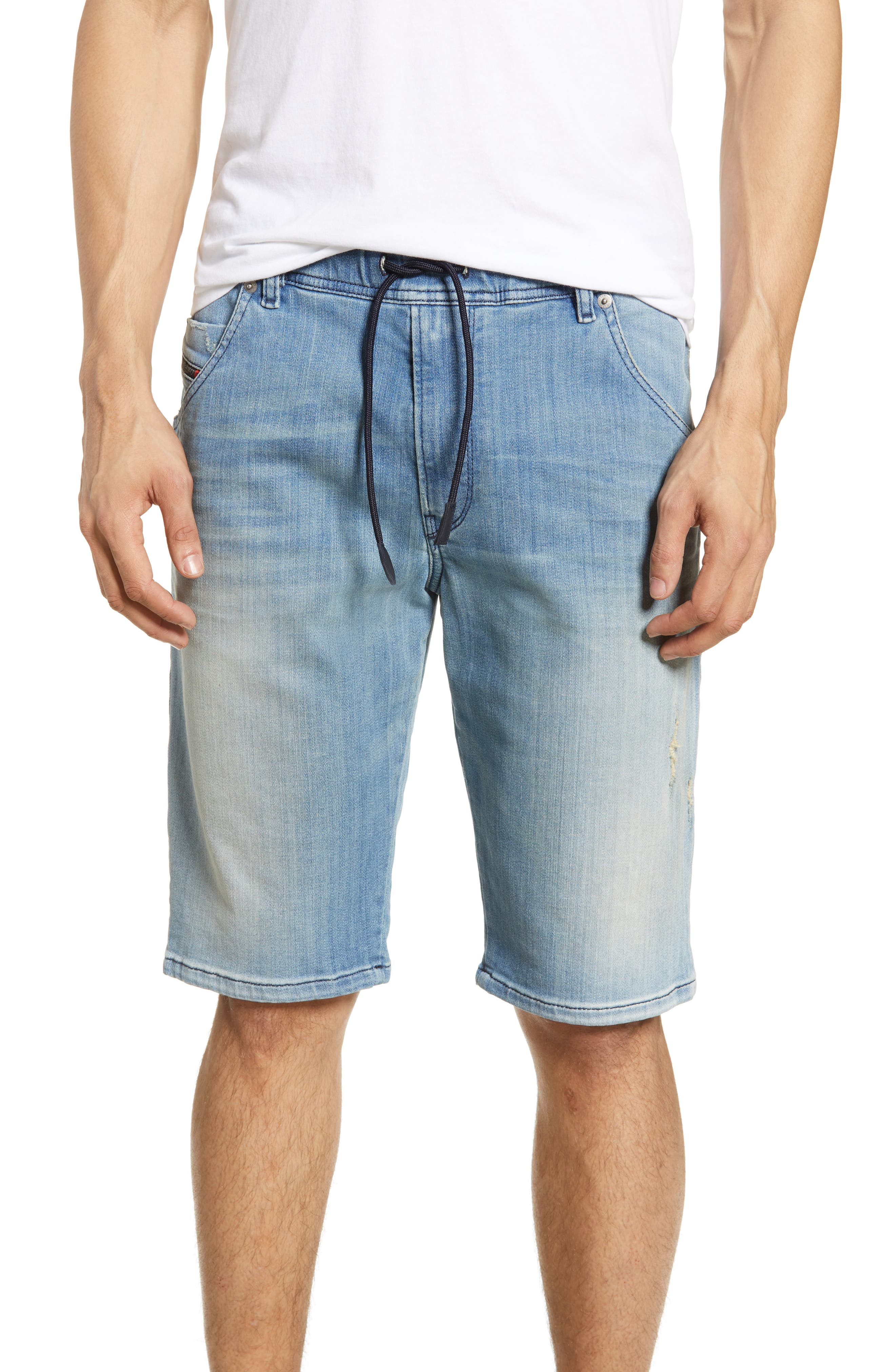 drawstring blue jean shorts