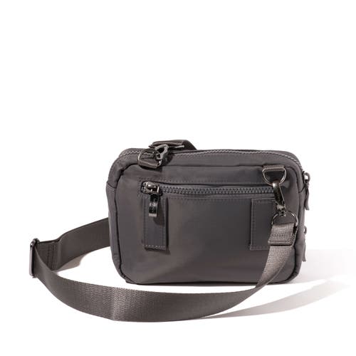 Baggallini Modern Double Zip Crossbody Bag In Smoke Twill