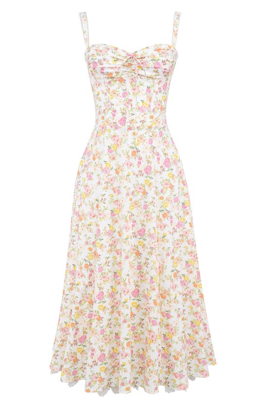 Shop House Of Cb Rosalee Floral Stretch Cotton Petticoat Dress In Floral Print