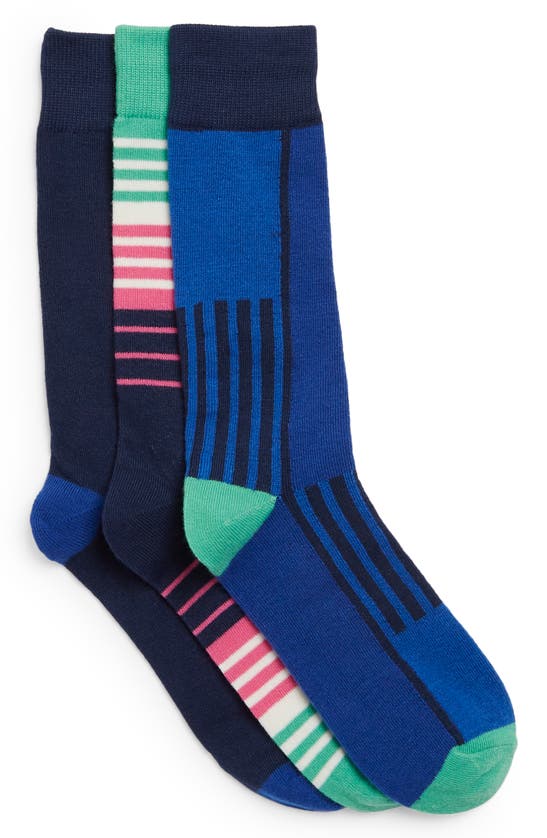 Nordstrom Rack Ultra Soft Patterned Crew Socks In Blue- Green Geo Multi