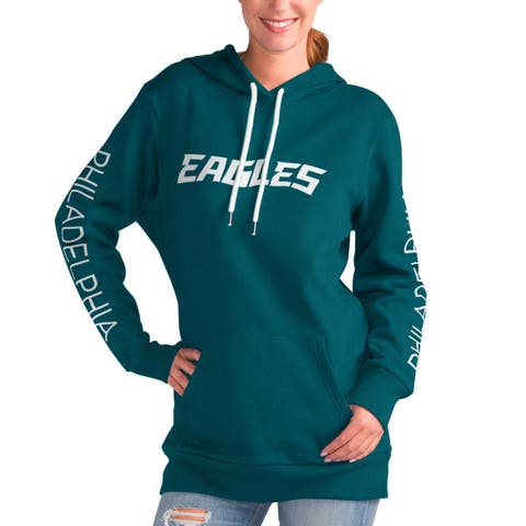 Philadelphia Eagles Womens Black Comfy Cord Hooded Sweatshirt
