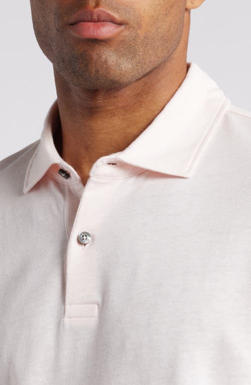 Shop Hugo Boss Boss Press Cotton And Linen Polo In Light/pastel Pink