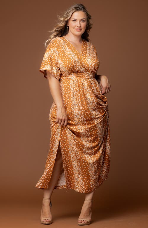 Shop Kiyonna Vienna Maxi Dress In Amber Floral Falls