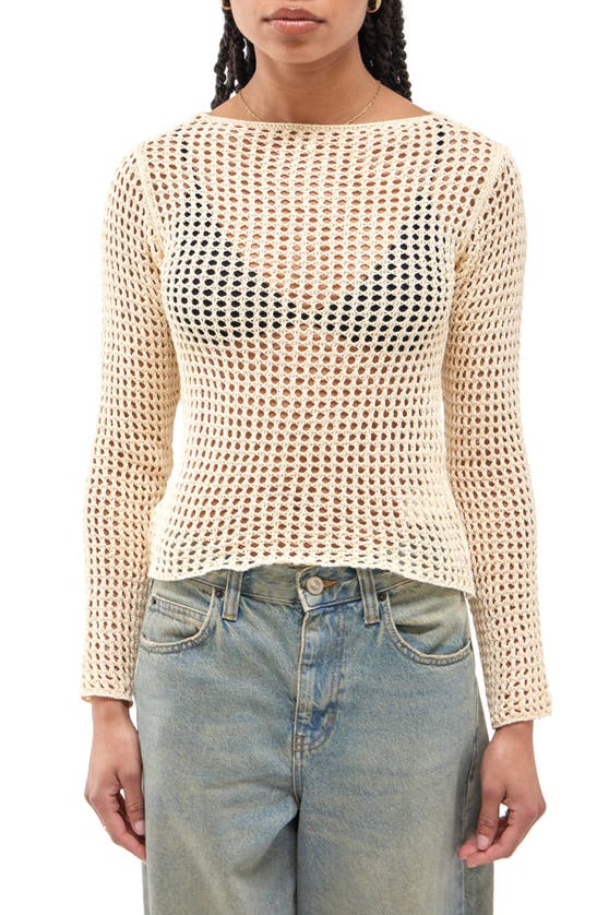 Shop Bdg Urban Outfitters Lattice Open Stitch Cotton Sweater In Cream