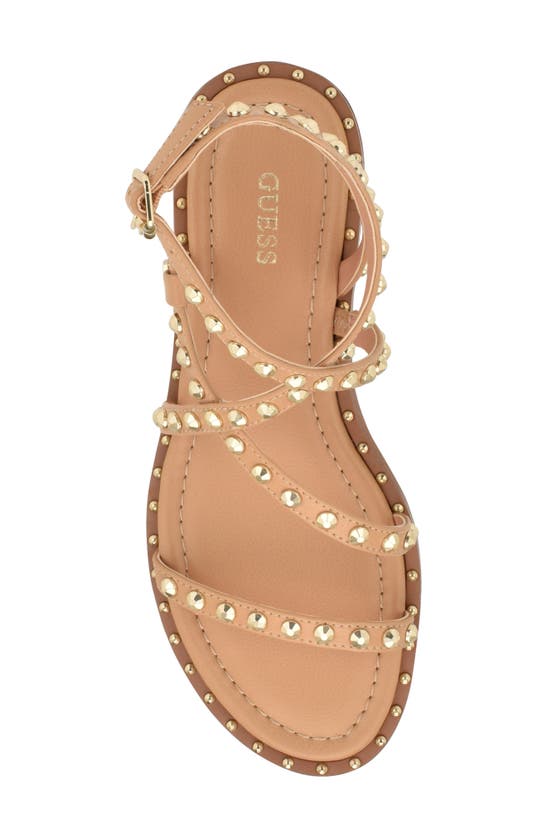 Guess Yamara Studded Gladiator Sandal In Light Natural 110