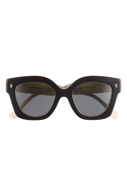 Tory Burch 49mm Irregular Cat Eye Sunglasses In Black/ivory
