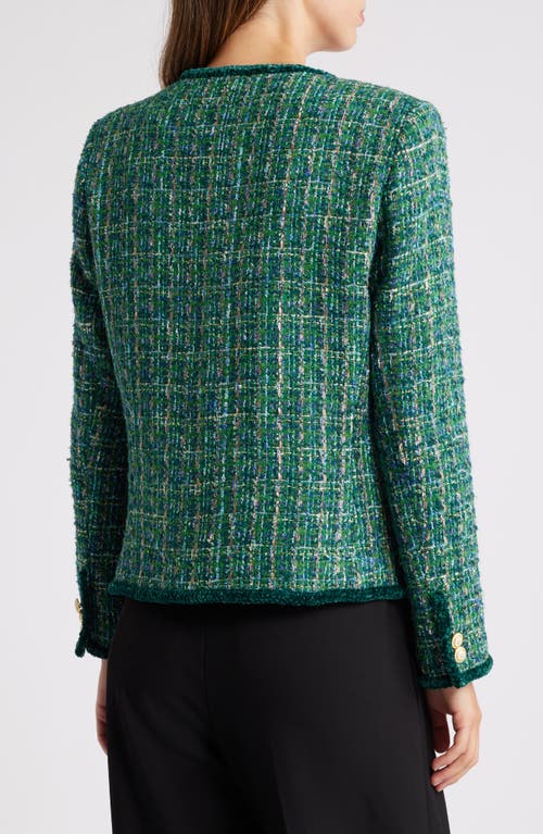 Shop Tahari Asl Bouclé Jacket In Juniper Multi