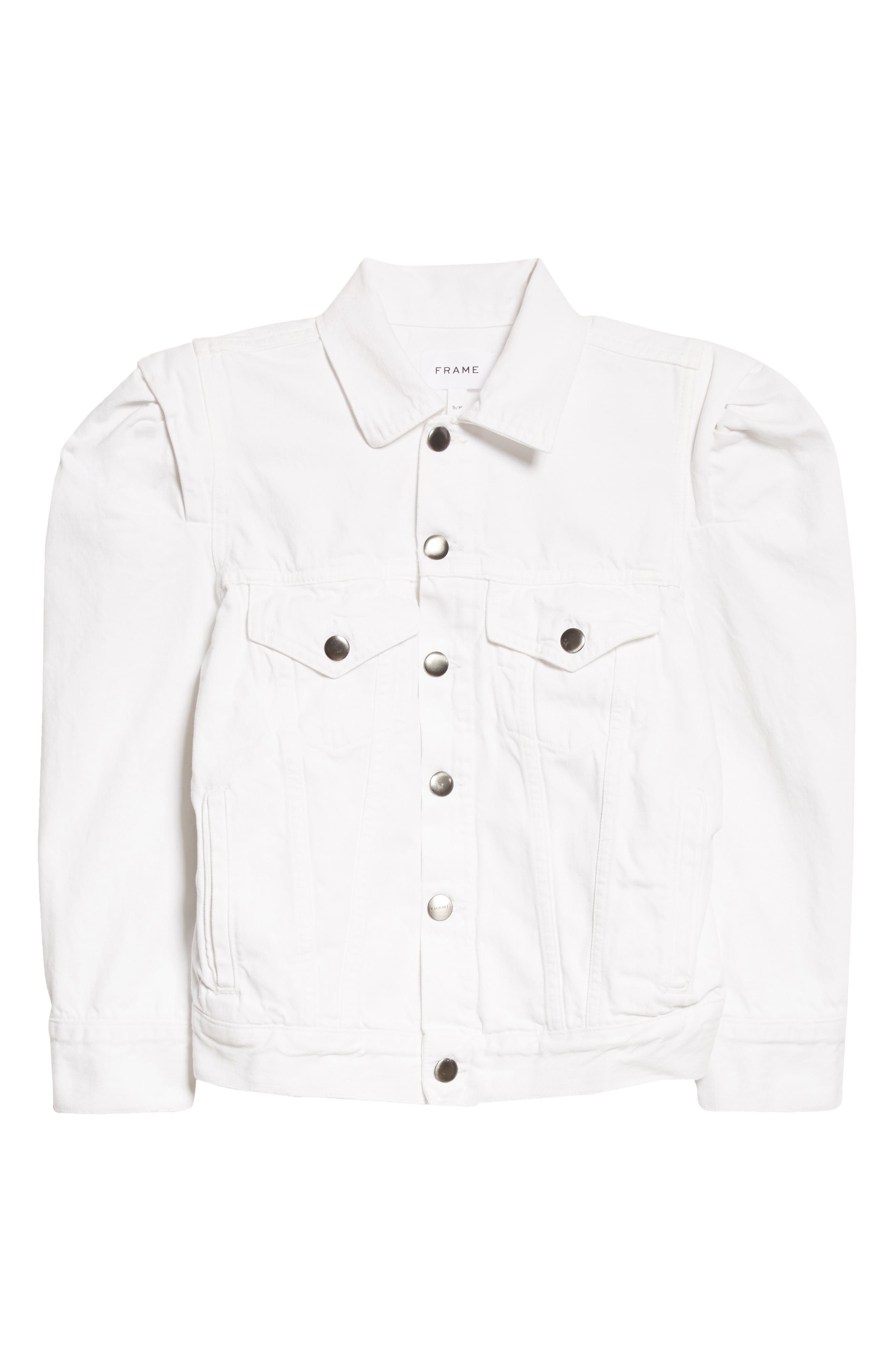 FRAME Rosette Puff Sleeve Denim Jacket 