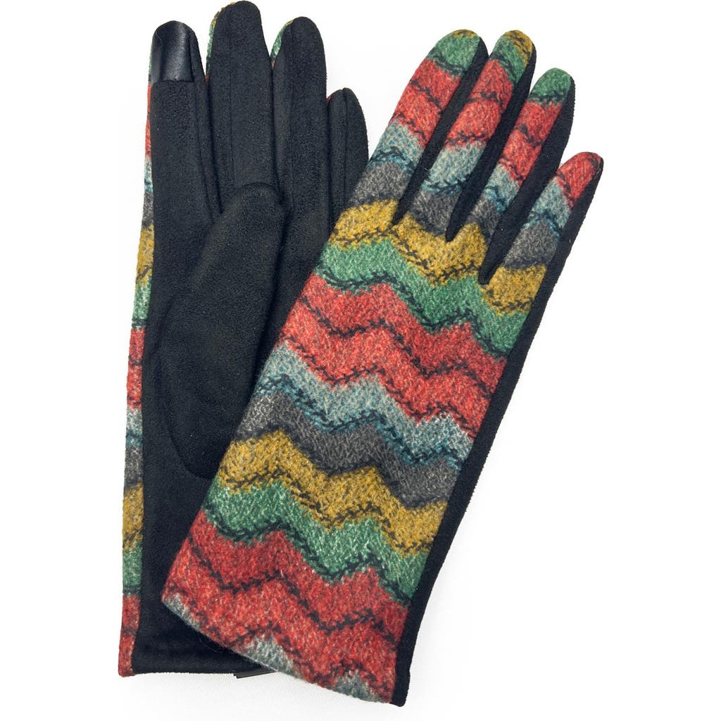 Marcus Adler Chevron Jersey Touchscreen Gloves In Brown