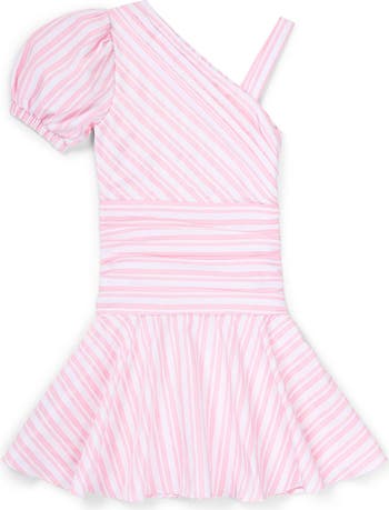 Black/White Stripe One Shoulder Dress