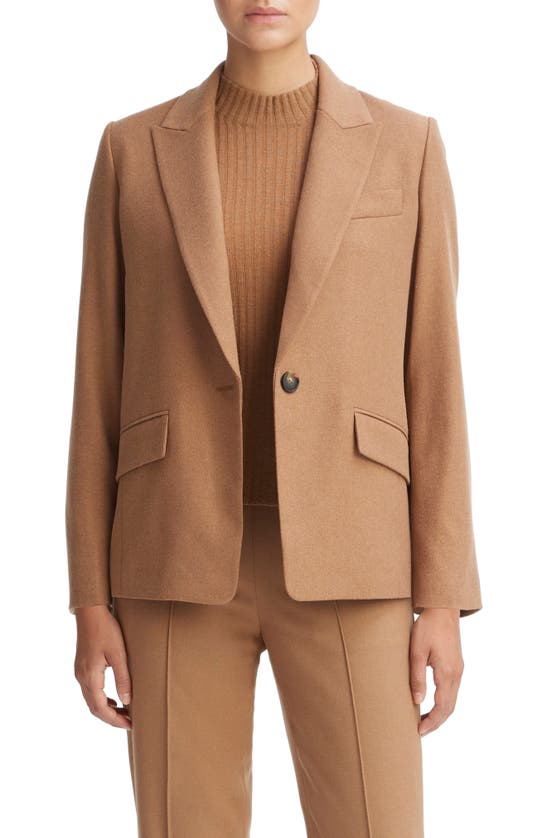 Shop Vince One-button Blazer In Dark Beech