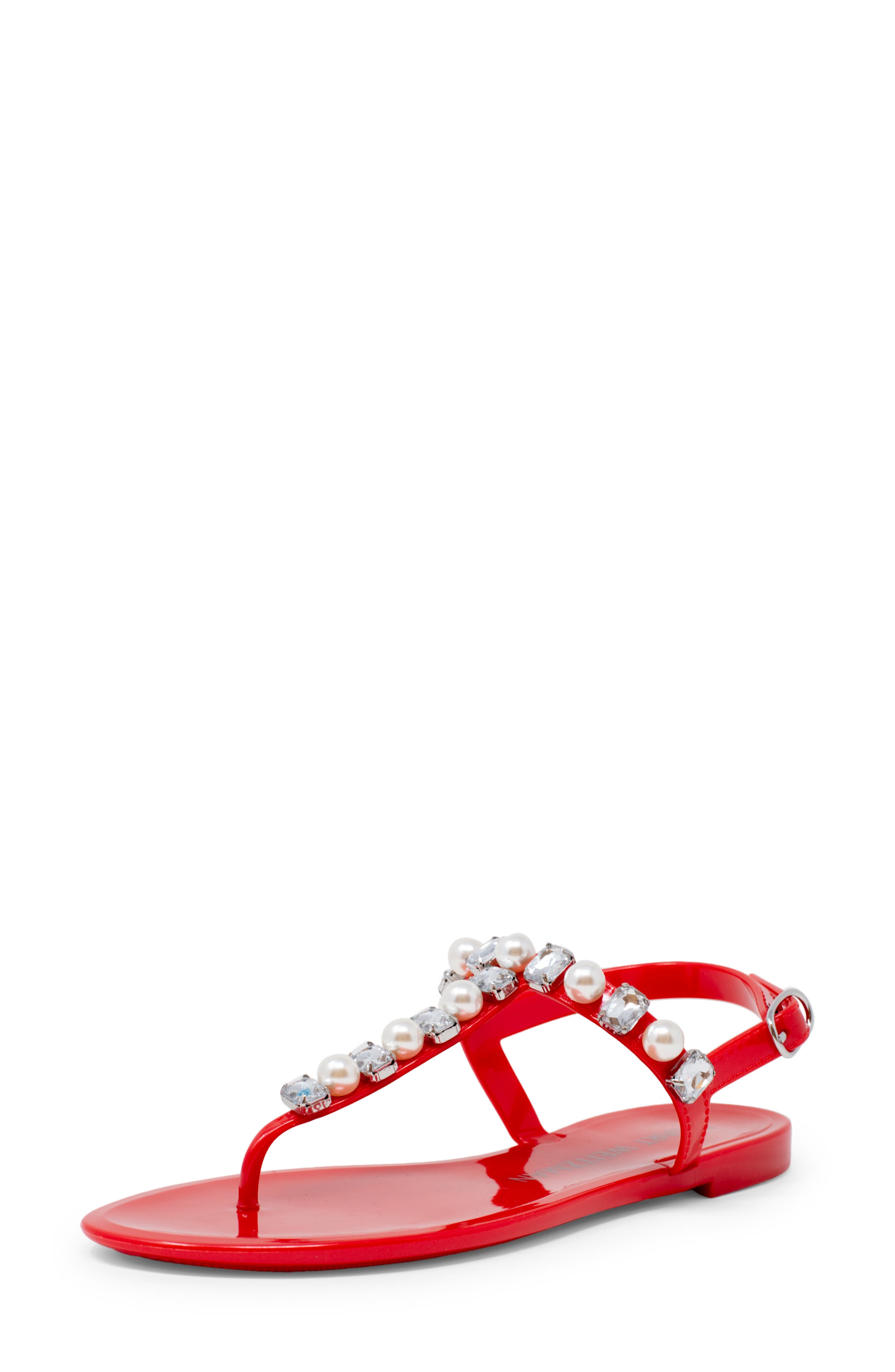 Stuart Weitzman Goldie Crystal Jelly Sandal in Coral at Nordstrom, Size 6