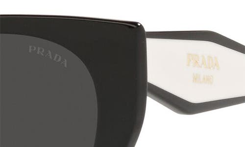 Shop Prada 52mm Cat Eye Sunglasses In Black/talc/dark Grey