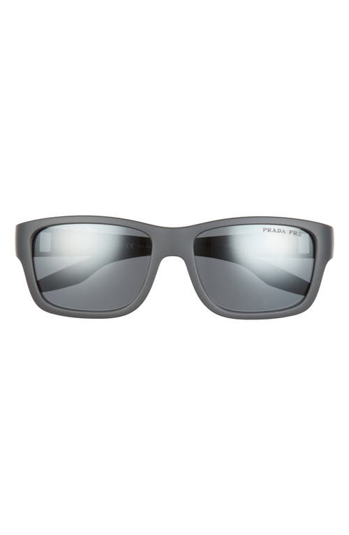 Prada Linea Rossa Prada Pillow 59mm Sunglasses in Grey Rubber Mirror Silver at Nordstrom