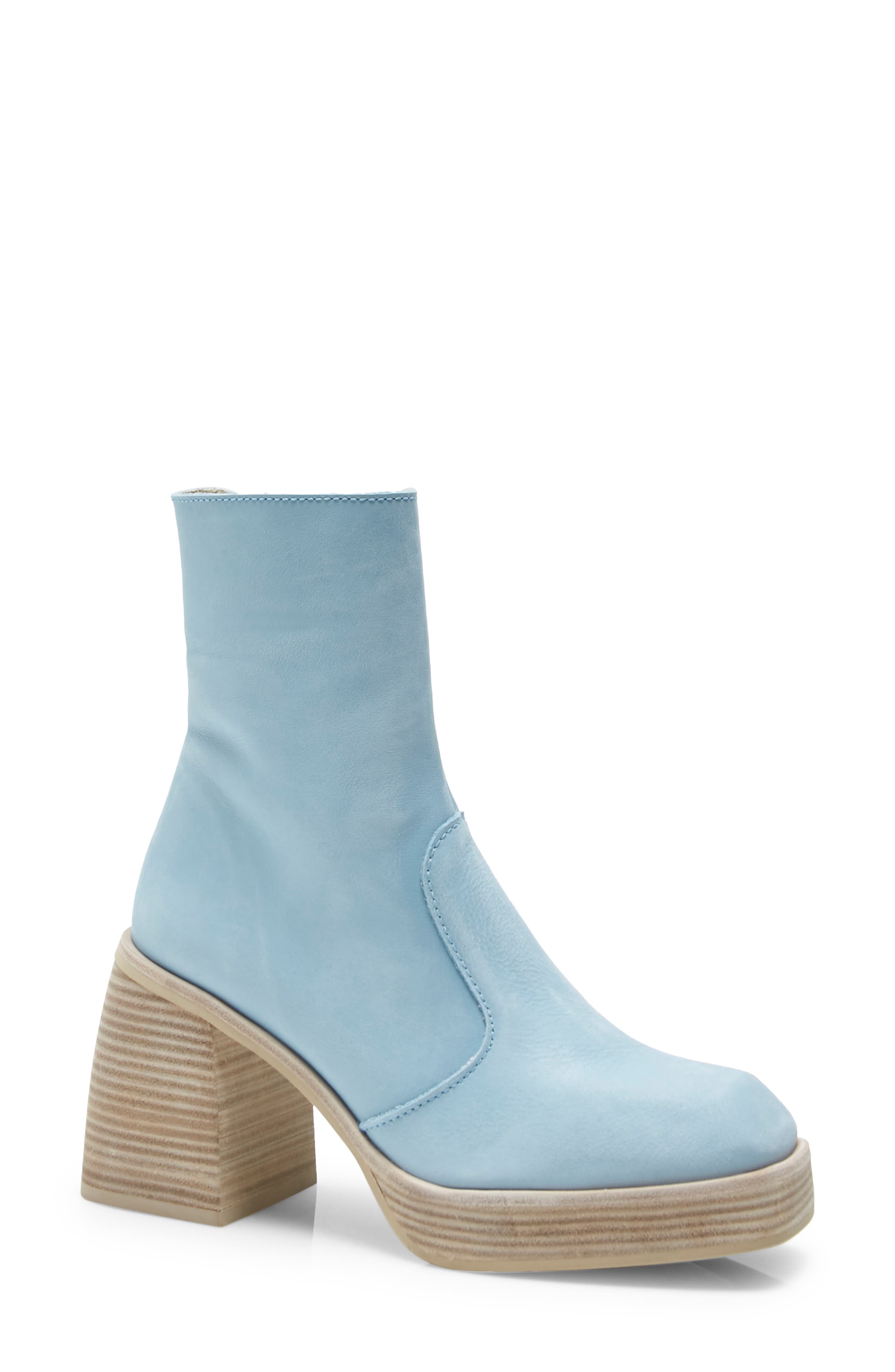light blue ankle booties