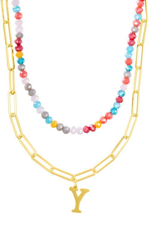 Adornia Initial Layered Necklace In Multi-y
