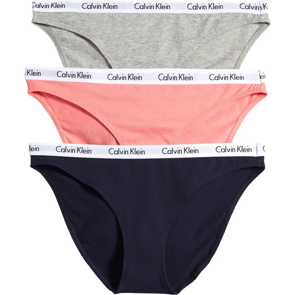 Calvin Klein Pack Of 3 Assorted Bikinis In Black/shoreline/grey