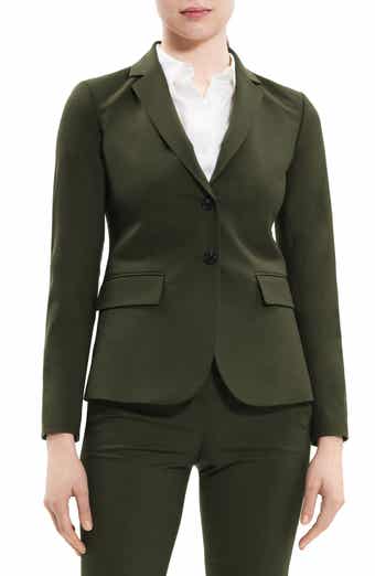 Theory Womens Wool Tweed Four Button Blazer Flared Trousers Suit