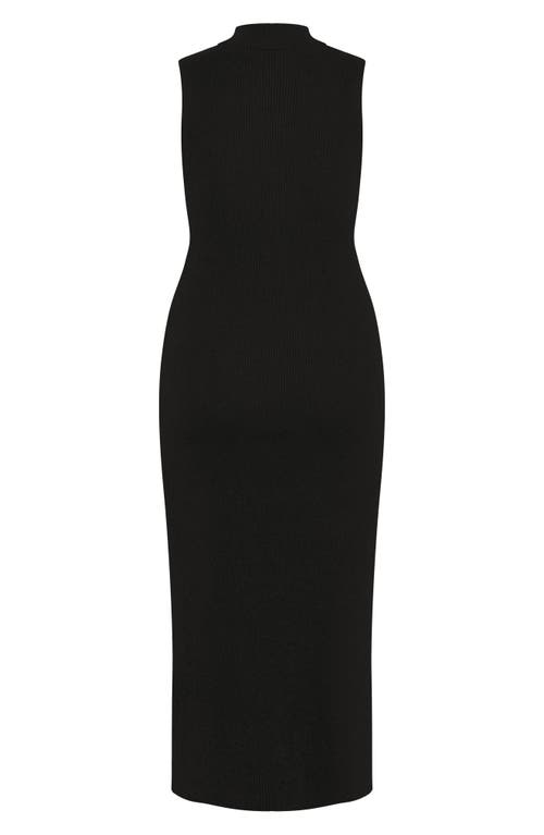 Shop City Chic Kenia Sleeveless Ribbed Sweater Dress In Black