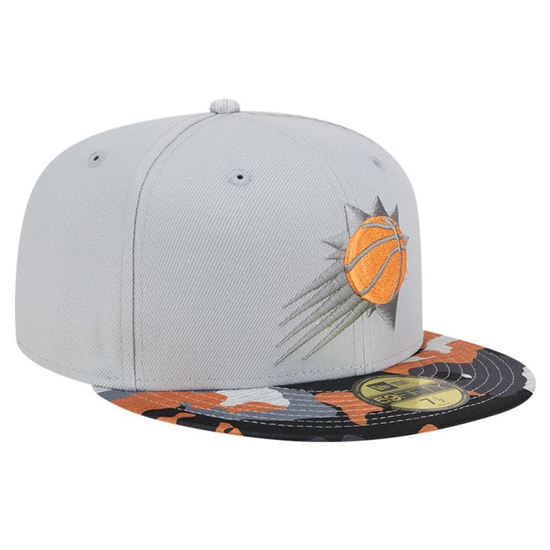 Shop New Era Gray Phoenix Suns Active Color Camo Visor 59fifty Fitted Hat