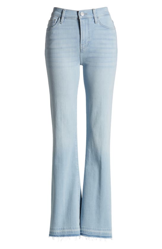 Shop Frame Le Easy Released Fray Hem Flare Jeans In Clarity