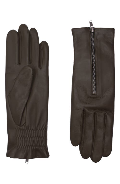 Quilted Leather Gloves in Taupe