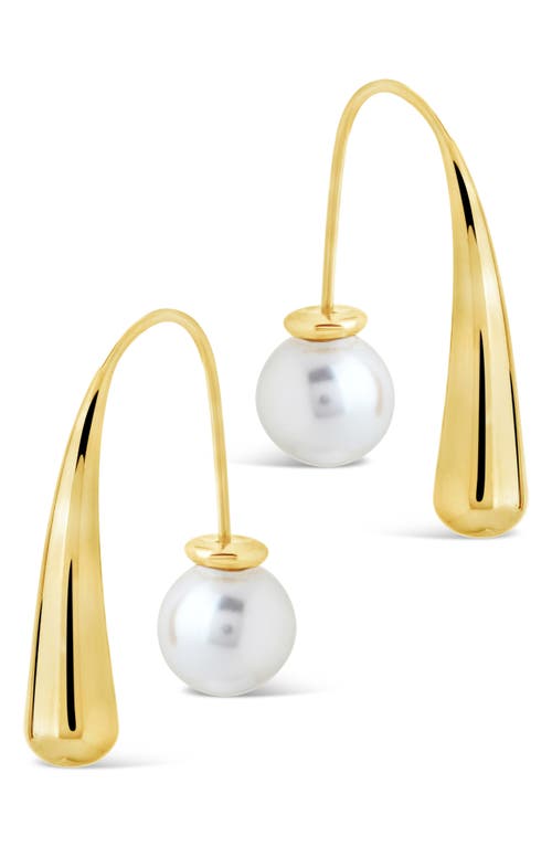 Sterling Forever Heidi Faux Pearl Threader Earrings In Gold