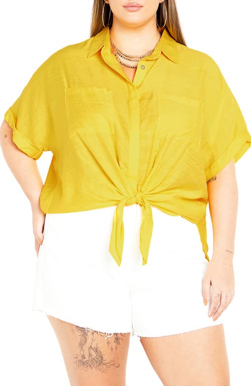 City Chic Relaxed Fit Button-Up Shirt in Dandelion 