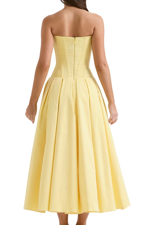 Shop House Of Cb Lady E Strapless Corset Gown In Sunshine