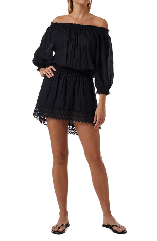 Melissa Odabash Ivy Off the Shoulder Cover-Up Dress in Black at Nordstrom, Size X-Small