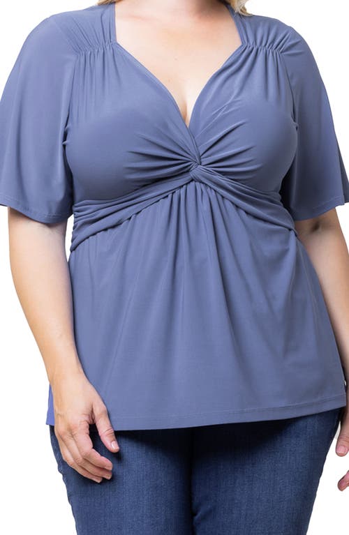 Kiyonna Abby Twist Front Top In Slate Blue