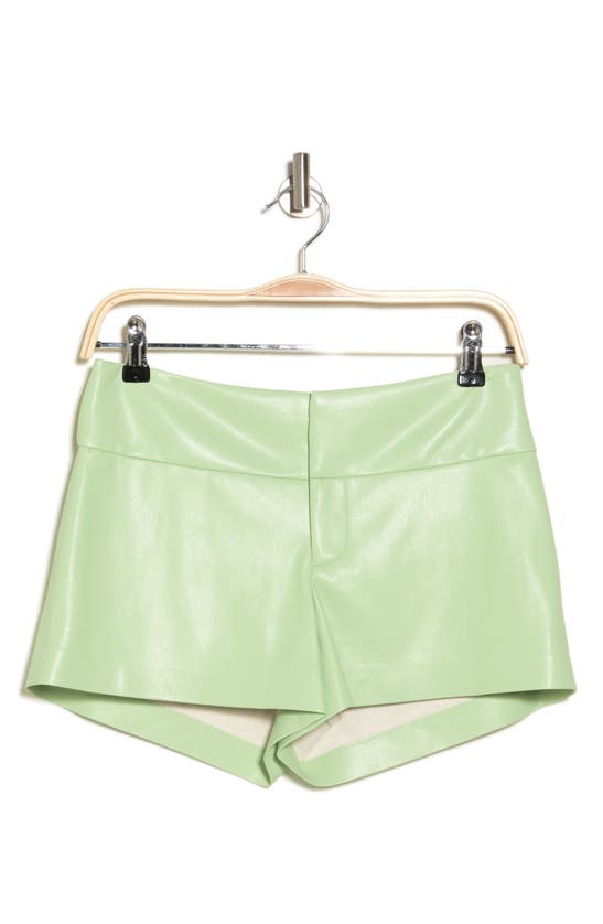 Shop Alice And Olivia Olivia Faux Leather Shorts In Pistachio