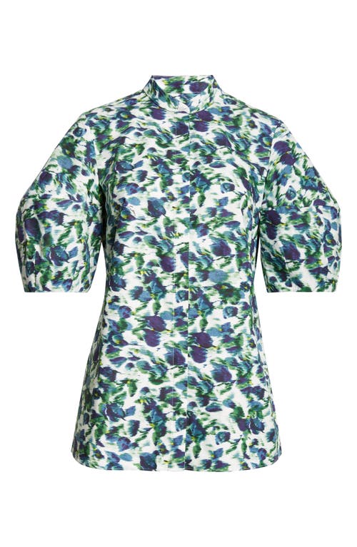 Erdem Volume Floral Puff Sleeve Cotton Button-Up Shirt White Multi at Nordstrom, Us