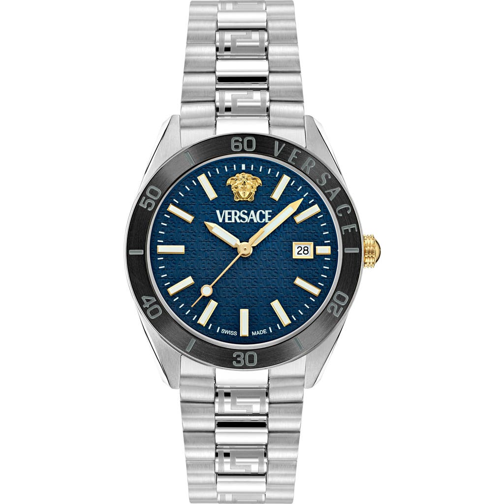 Versace V-dome 42mm In Stainless Steel
