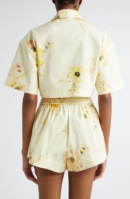 Shop Zimmermann Lightburst Relaxed Crop Shirt In Yellow Floral