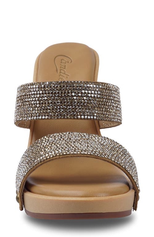 Candies Candie's Genesys Platform Slide Sandal In Dark Tan Sequin