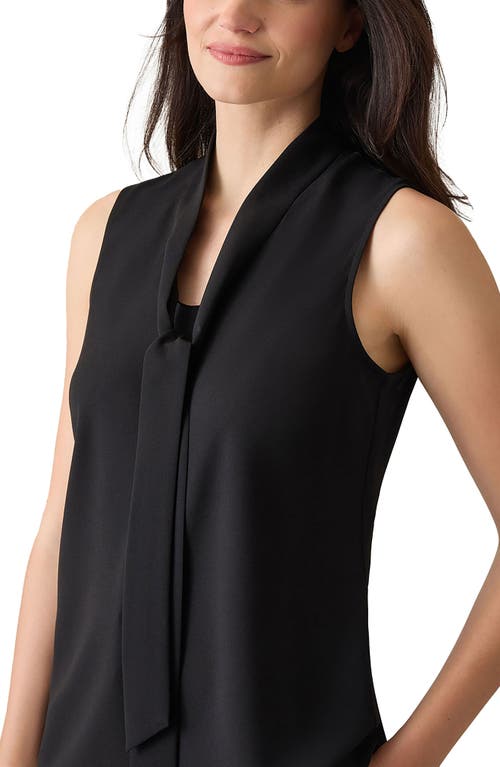 Shop Kasper Tie Front Sleeveless Stretch Top In Black