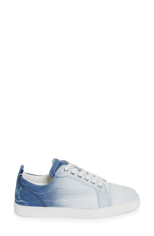 Shop Christian Louboutin Fun Louis Denim Low Top Sneaker In 6607 Blue-white