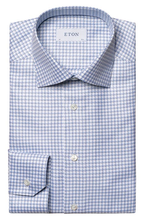 Contemporary Fit Houndstooth Check Cotton Dress Shirt (Regular & Big)