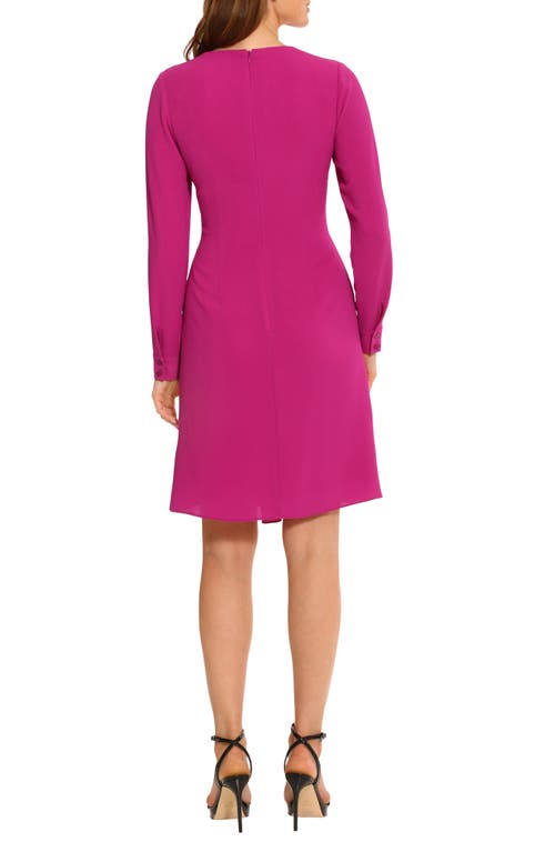 Maggy London Long Sleeve Faux Wrap Dress In Clover Pink