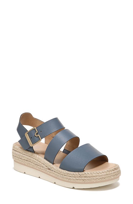 Dr. Scholl's Once Twice Espadrille Sandal In Blue Faux Leather