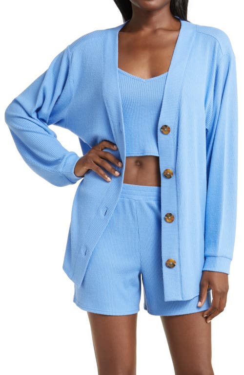 Open Edit 3-Piece Cozy Rib Pajamas in Blue Azurite