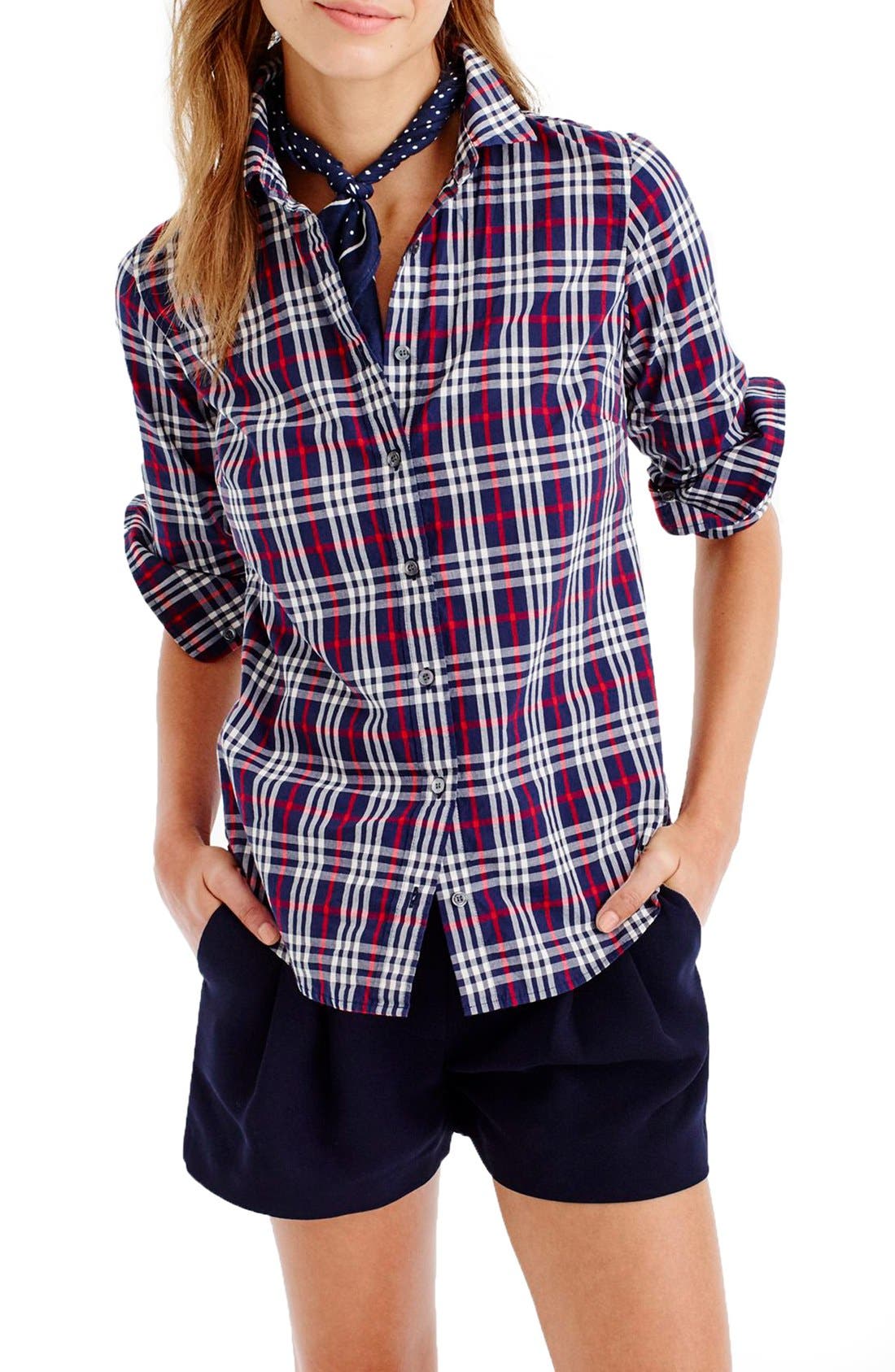 J.Crew Perfect Plaid Shirt (Regular & Petite) Nordstrom